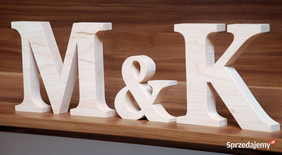 litery drewniane Inicjały ślubne wesele ślub Litery 3D Opole