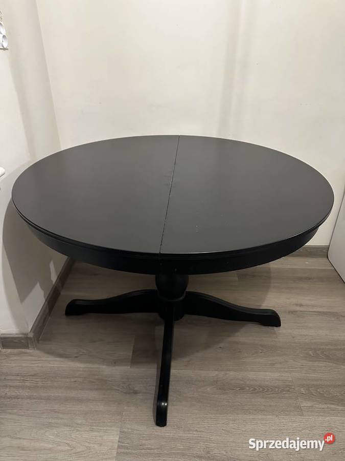 Stół drewniany czarny okrągły - rozkładany