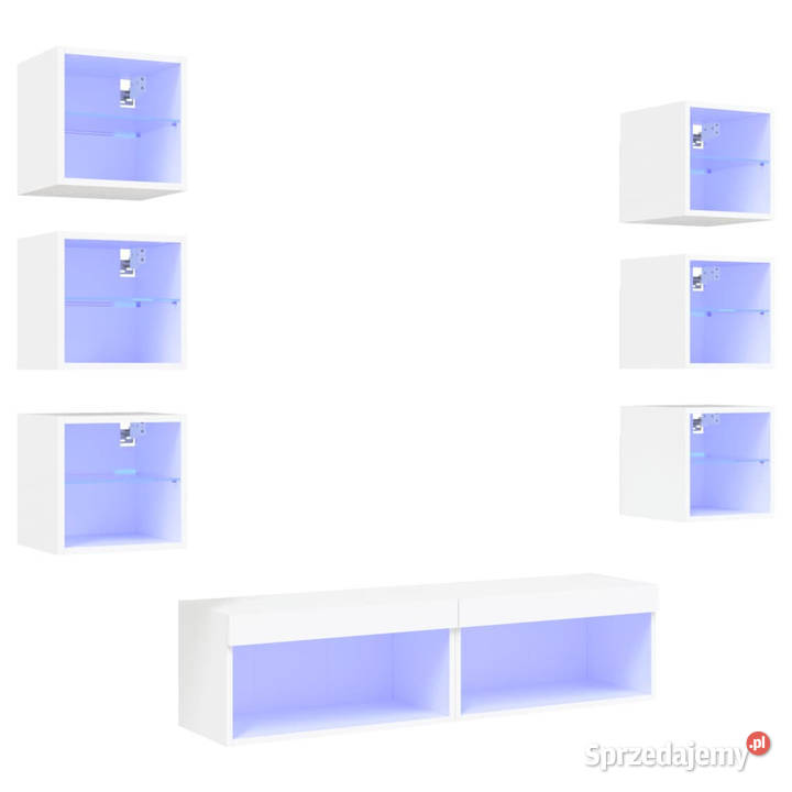 8częściowy zestaw mebli TV z LED biały WM3216633 Warszawa sprzedam