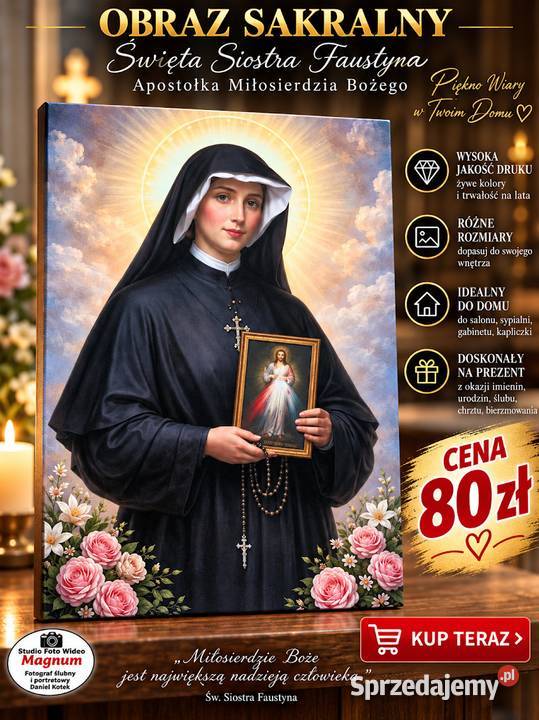 Ten obraz przedstawia świętą siostrę Faustynę Pozostałe Lublin