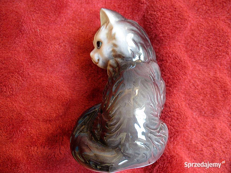 Kot piękny szary kocur porcelana Figurka 9 x 6 x Siedlce