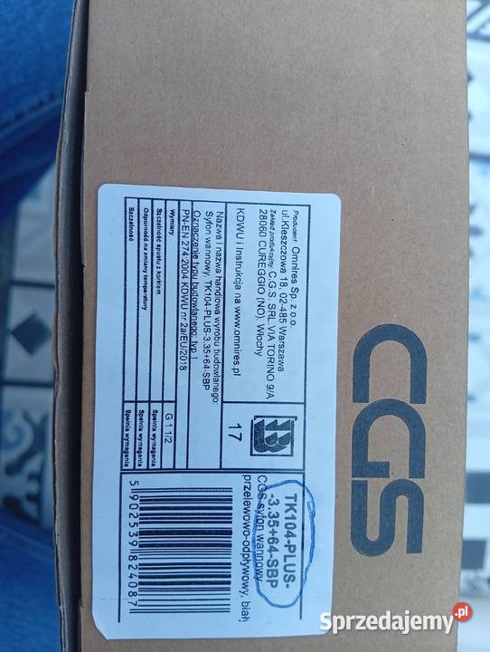 Omnires CGS syfon do wanny biały połysk