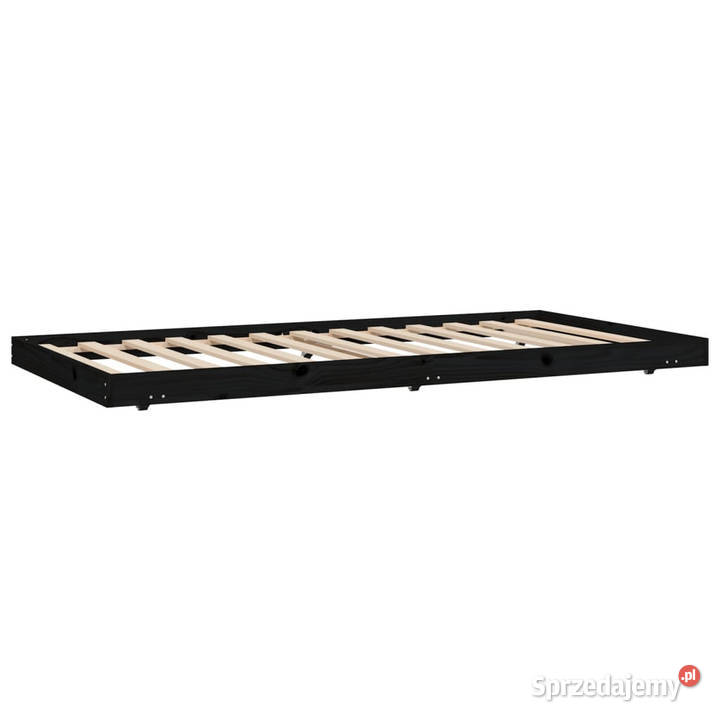 Rama łóżka czarna lite drewno sosnowe 100 x 200