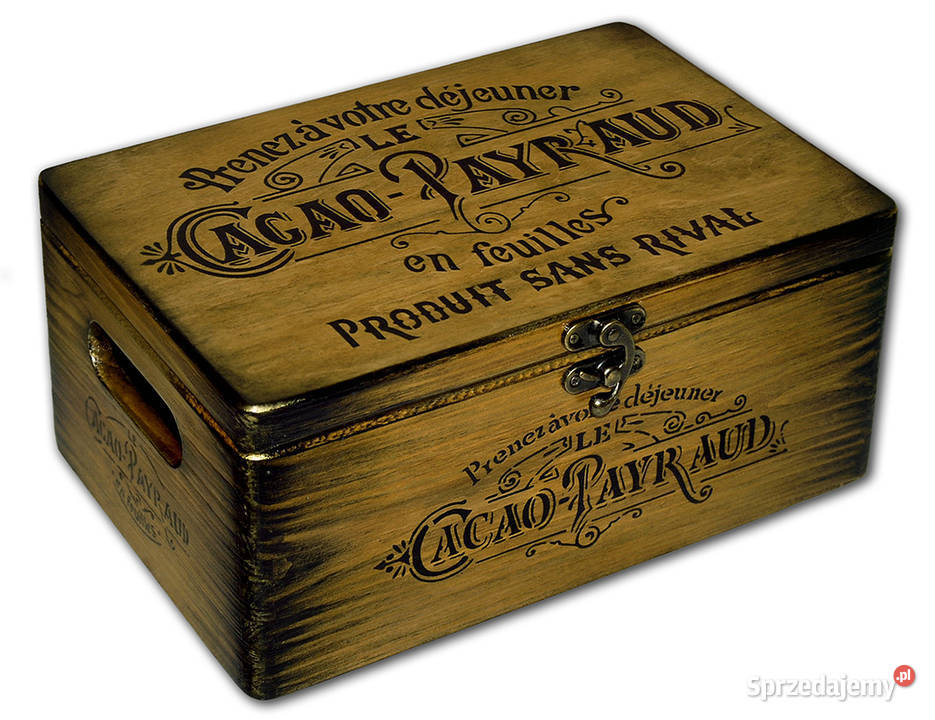 KUFER skrzynka drewniana CACAO PAYRAUD vintage brązowy kujawsko-pomorskie Bydgoszcz