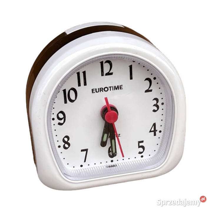 Mały białoczarny budzik elektryczny Eurotime biały Warszawa