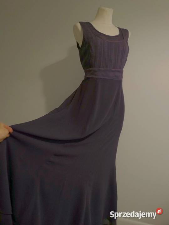 Sukienka Długa Jedwabna 100 Naturalny Jedwab Rozkloszowana  Łomża