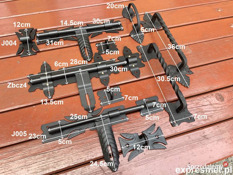 Zestaw 4 zawias pasowy 300mm zasuwka do drzwi