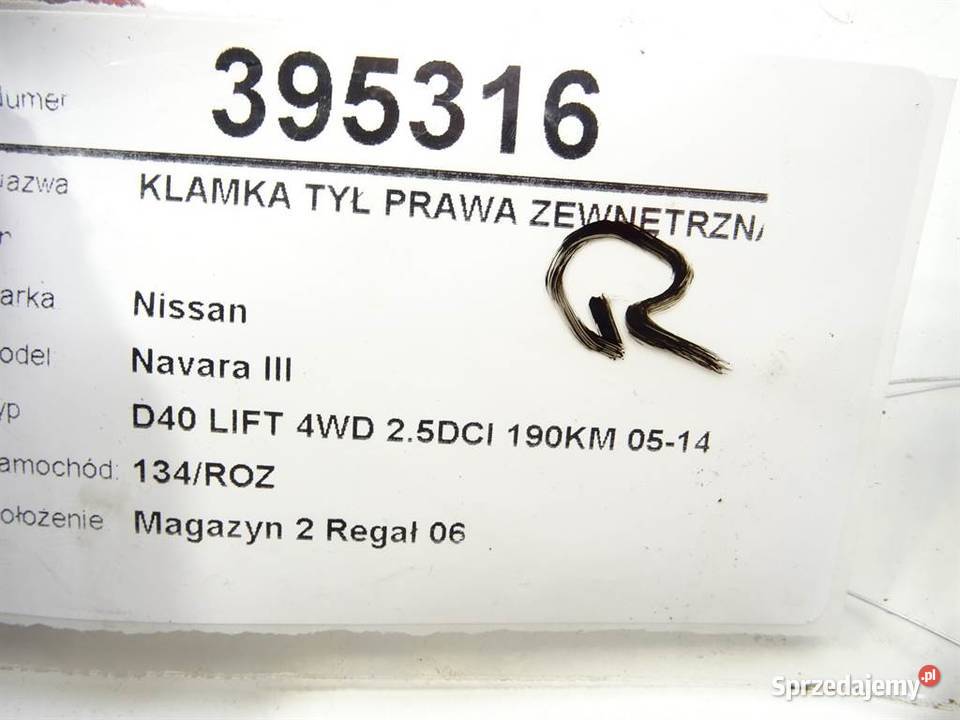KLAMKA TYŁ PRAWA ZEWNĘTRZNA NISSAN NP300 Van