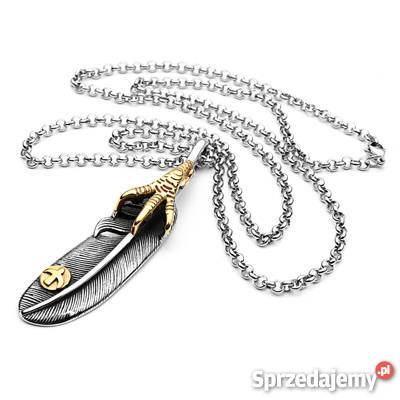 Wisiorek naszyjnik pióro seria Boho stal 316L 70 świętokrzyskie