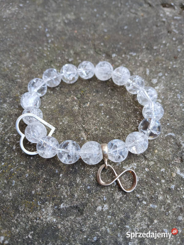 Bransoletka z Kryształu lodowego 10mm z sercem i