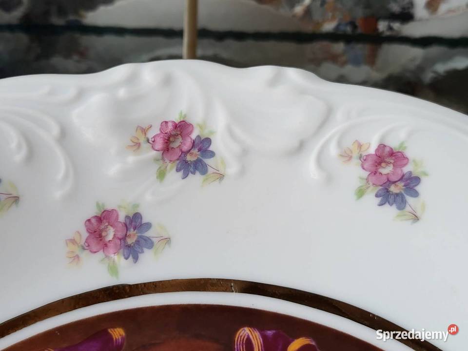 Piękny wielki talerz portret Augustyna Wawel Gdańsk