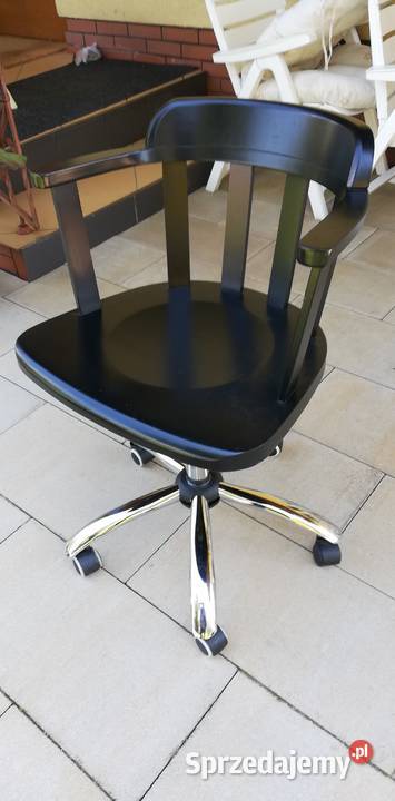 Fotel kręcony drewniany czarny obrotowy krzesło