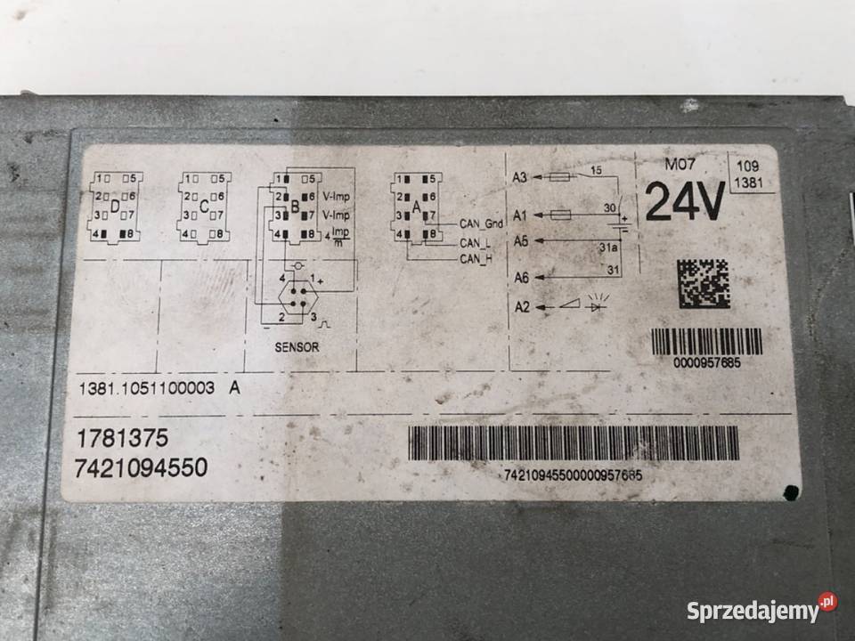 TACHOGRAF DAF N 1781375 REJESTRATOR DROGI