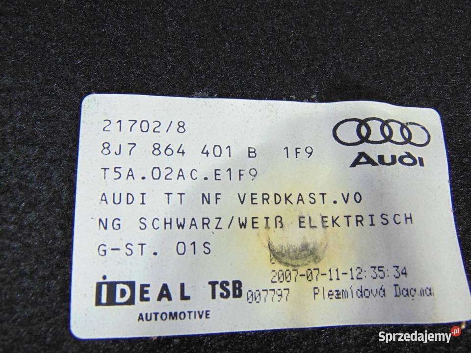 LISTWA TAPICERKA DACHU TT 8J CABRIO 8J7864401B osobowe