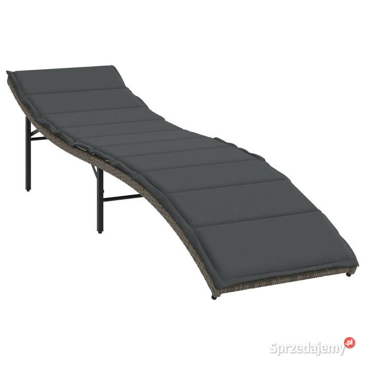 Leżak z poduszką szary 55x199x50 polirattan Warszawa