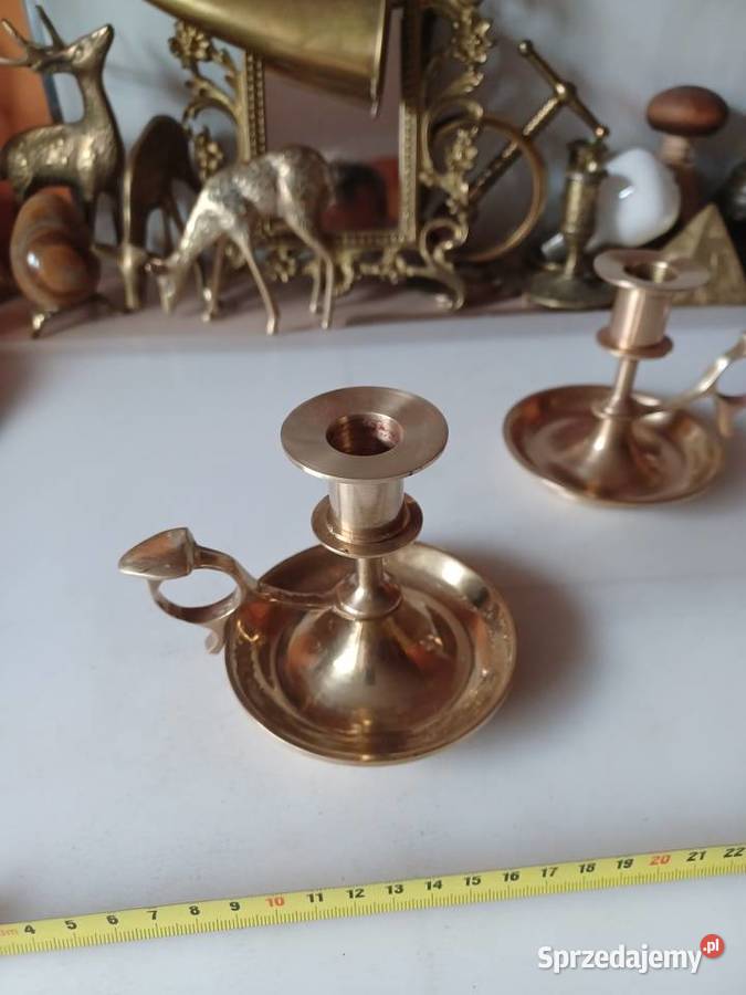 Piękny masywny mosiężny kaganek Poznań