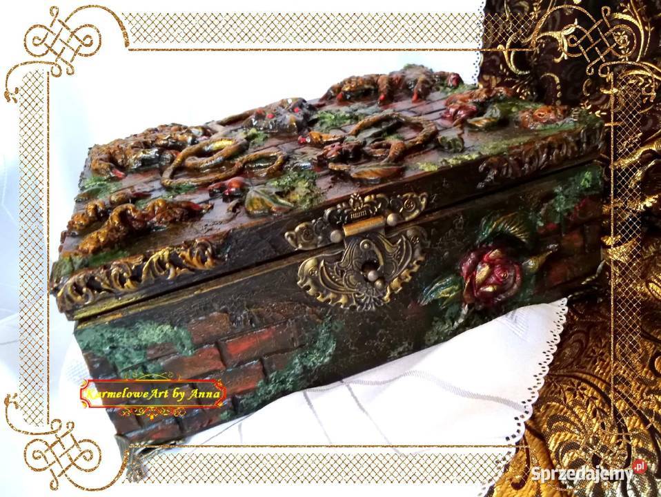 Szkatułka na biżuterię mixmedia rękodzieło Warszawa sprzedam
