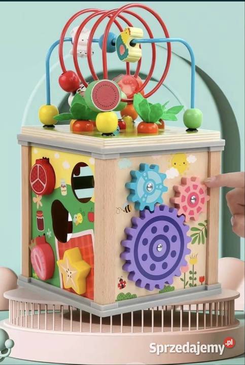 Drewniana kostka edukacyjna interaktywna sorter Drewno