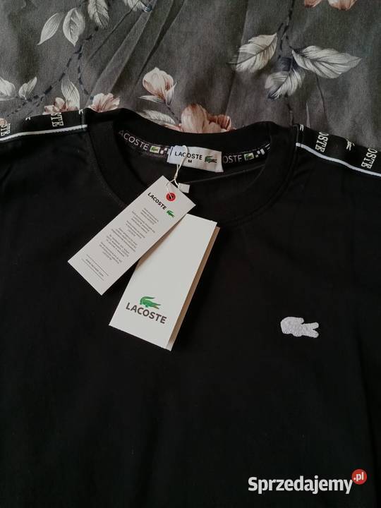 Tshirt bawełniany Lacoste czarny M regular fit podlaskie