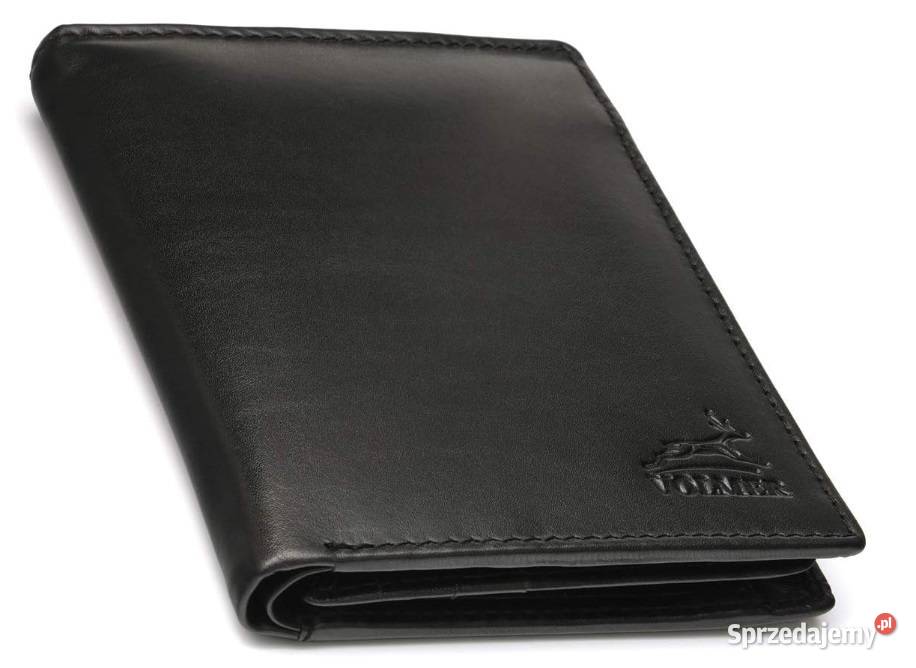 FaVolmer Duży czarny skórzany portfel ze skóry Warszawa sprzedam