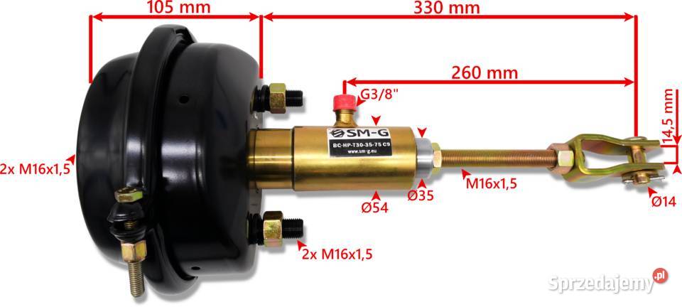 SIŁOWNIK HAMULCOWY HydrPneum T3035 Mocowanie Solec Kujawski