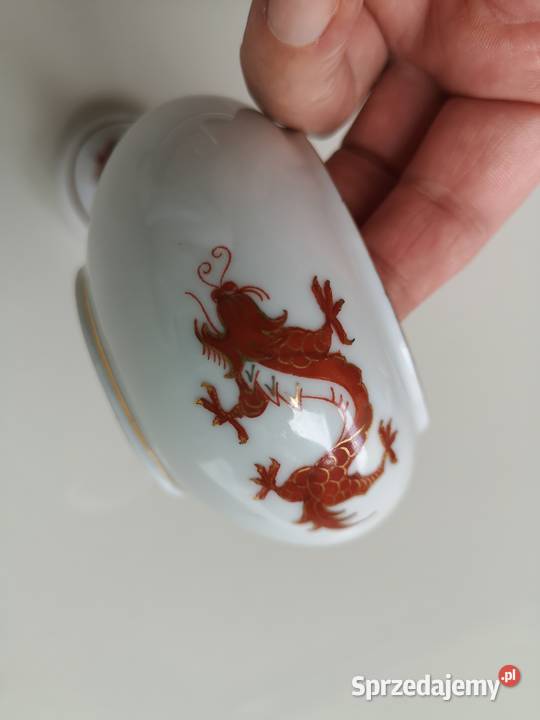Cukiernica porcelanowa Czerwony Smok vintage Toruń