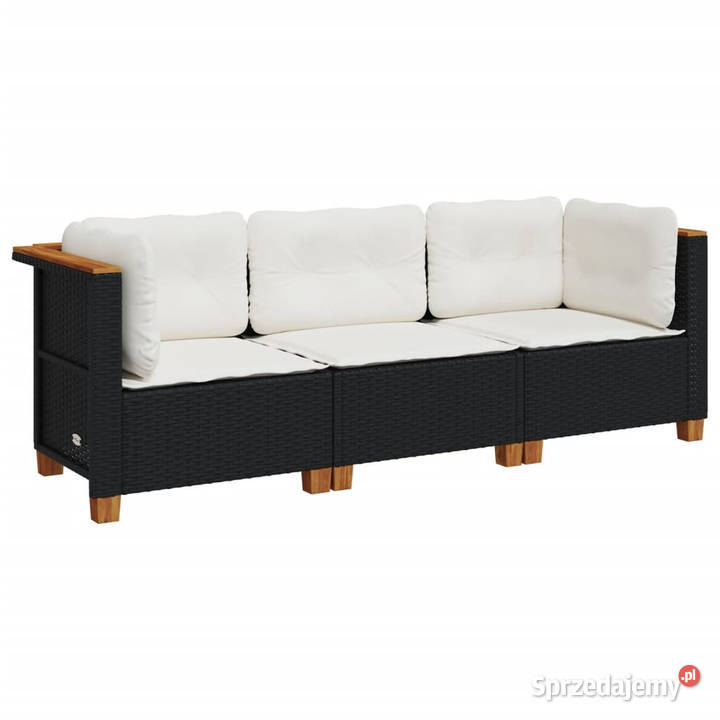 Sofa ogrodowa z poduszkami 3osobowa czarna Warszawa