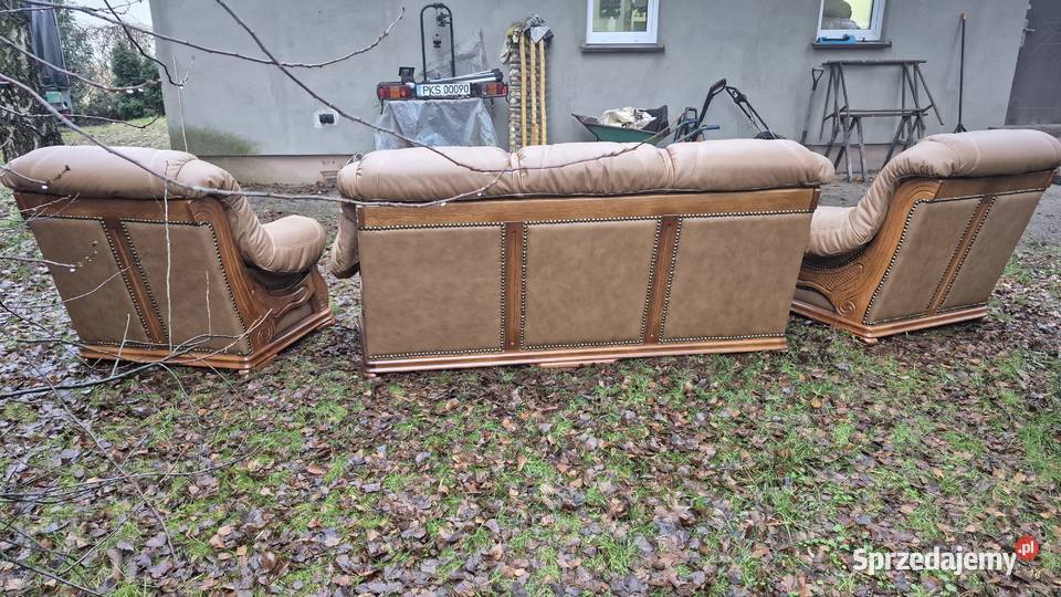 Komplet wypoczynkowy 3 1 1 Nowa skóra naturalna Śmigiel