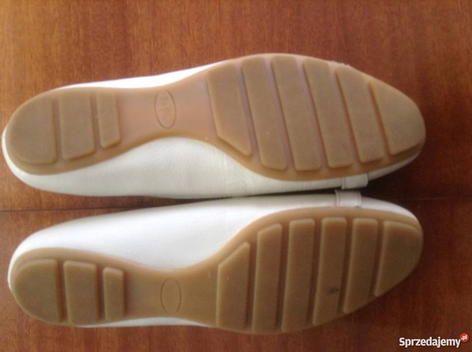 Balerinki skórzane białe ślubne38 25cm