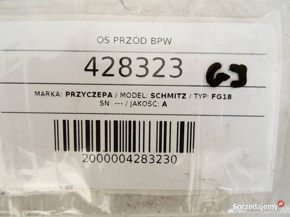 OŚ PRZÓD BPW PRZYCZEPA Hatchback ZAWIESZENIE ciężarowe sprzedam