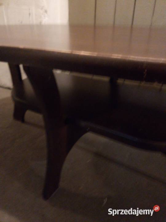 Ława do kawybrązowaowalna zpółką 129cm