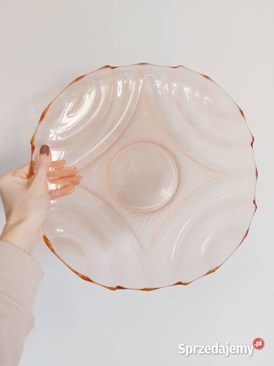 duży talerz łososiowy HSG Ząbkowice szkło PRL Poznań