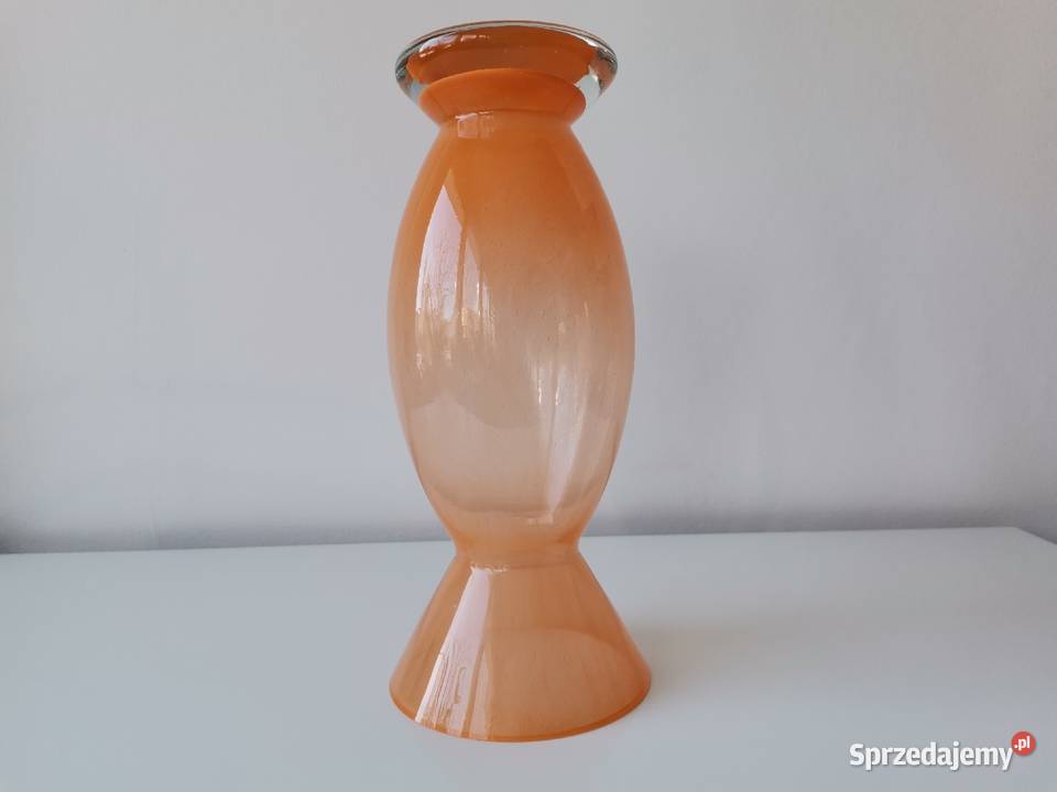 Stary pomarańczowy wazon design PRL Katowice