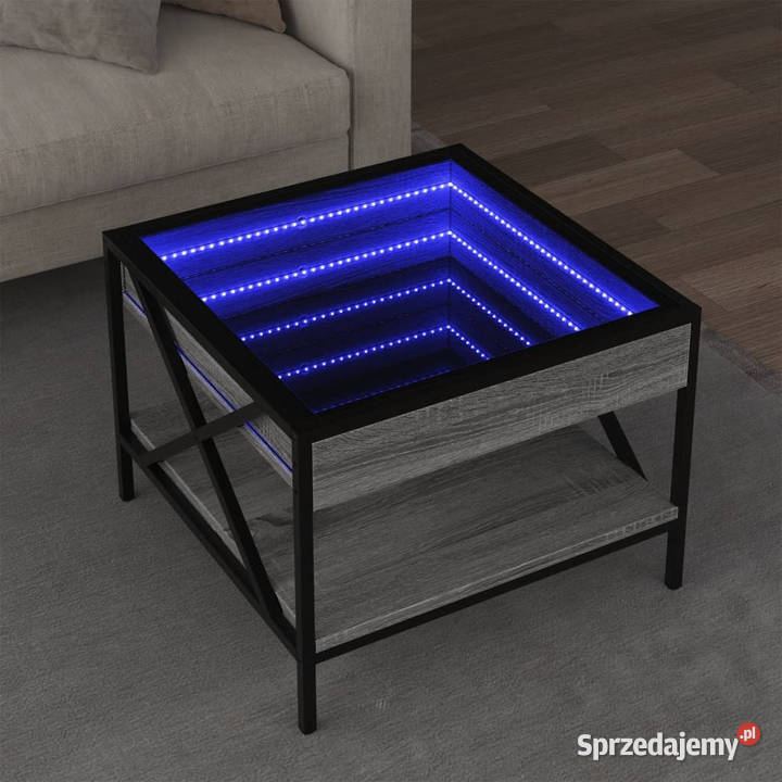 Stolik kawowy z LED Infinity szary dąb sonoma mazowieckie Warszawa