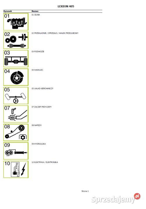 Claas Lexion 405 katalog części J POL Gdańsk sprzedam