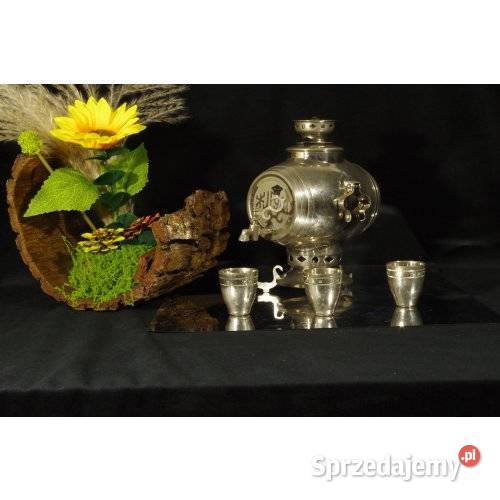 Miniaturowy samowar ZSRR 1976 zestaw z 3 Antyki, Sztuka, Kolekcje śląskie