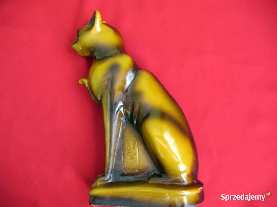 Kot Sfinks i kobra duża figurka ciężka 25 x 14 x brązowy
