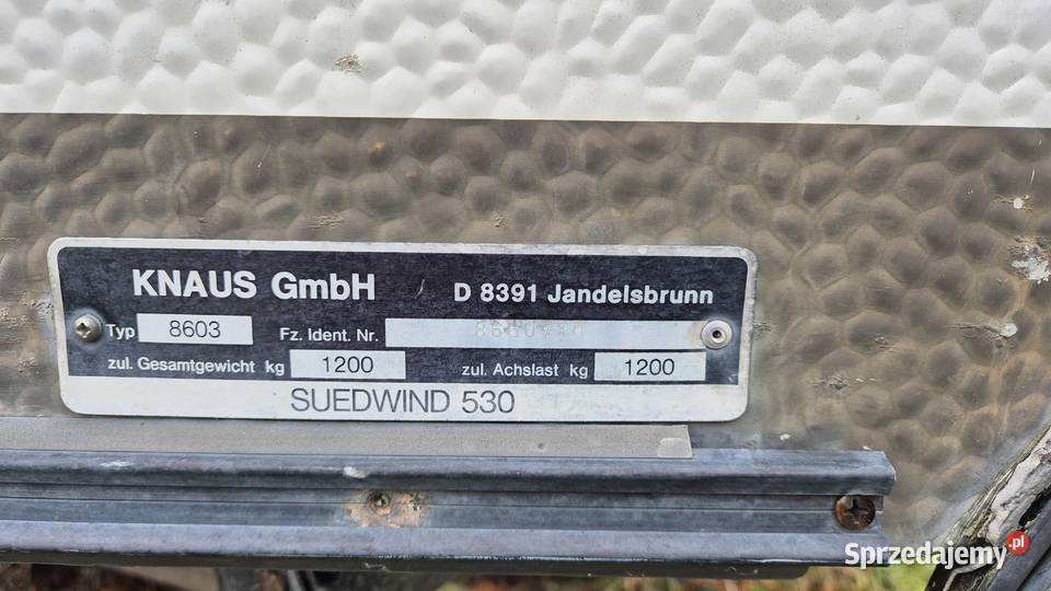 Syndyk sprzeda przyczepę KNAUS SUEDWIND 530 zachodniopomorskie Cisowo