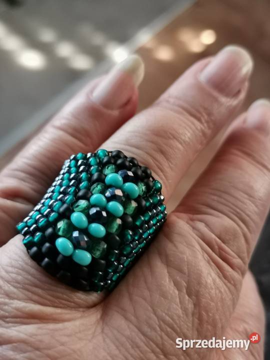 Pierścionek turkus peyote śląskie Częstochowa
