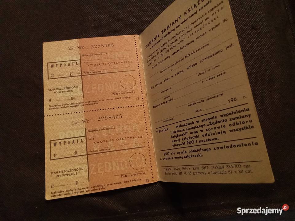 Pko książeczka oszczędnościowa PRL 1964 Warszawa