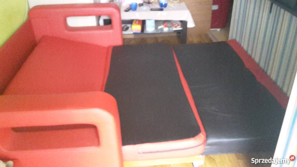 Sofa rozkładana czerwona ekoskóra Warszawa