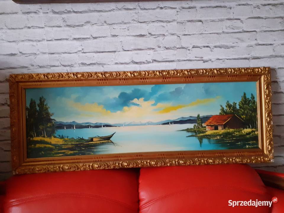 Obraz olejZachód jeziorem11041 wielokolorowy