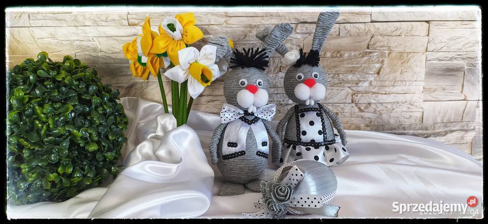 Króliczki Wielkanoc dekoracja rękodzieło