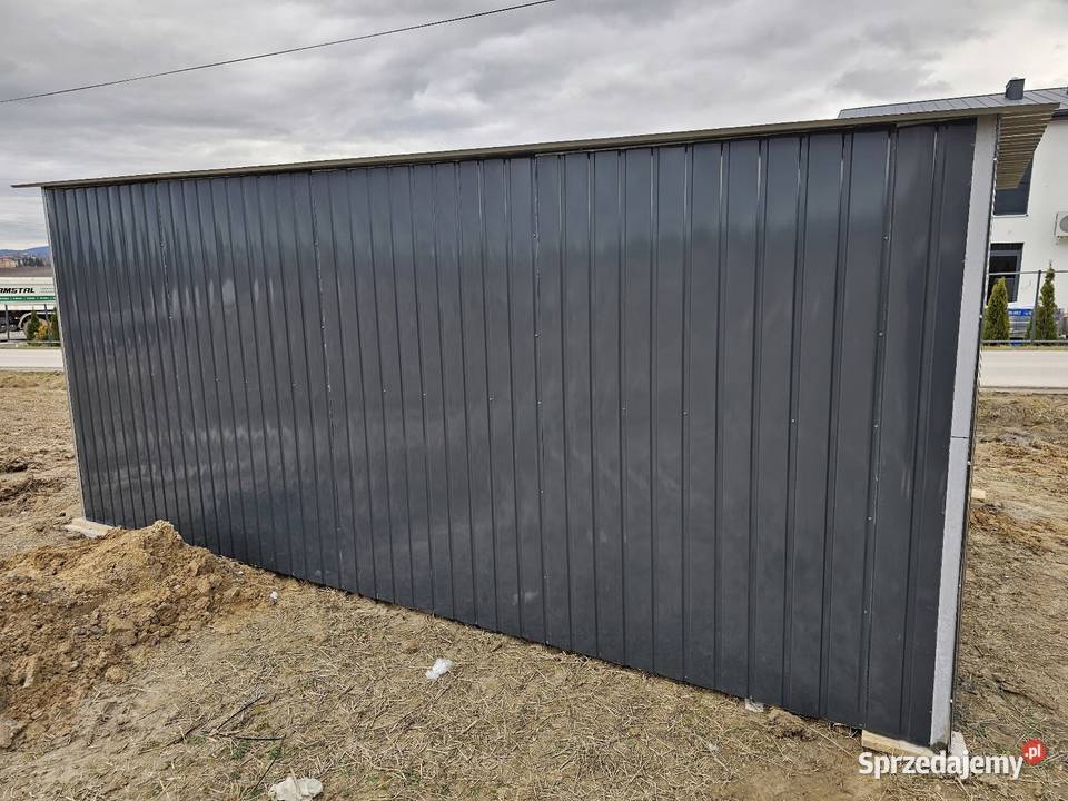 Garaż blaszany 3x5 RAL jednospadowy brama