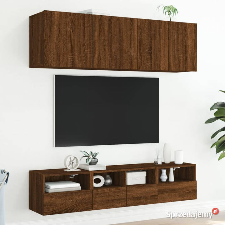 Ścienna szafka TV brązowy dąb 40x30x30 WM836852 mazowieckie Warszawa