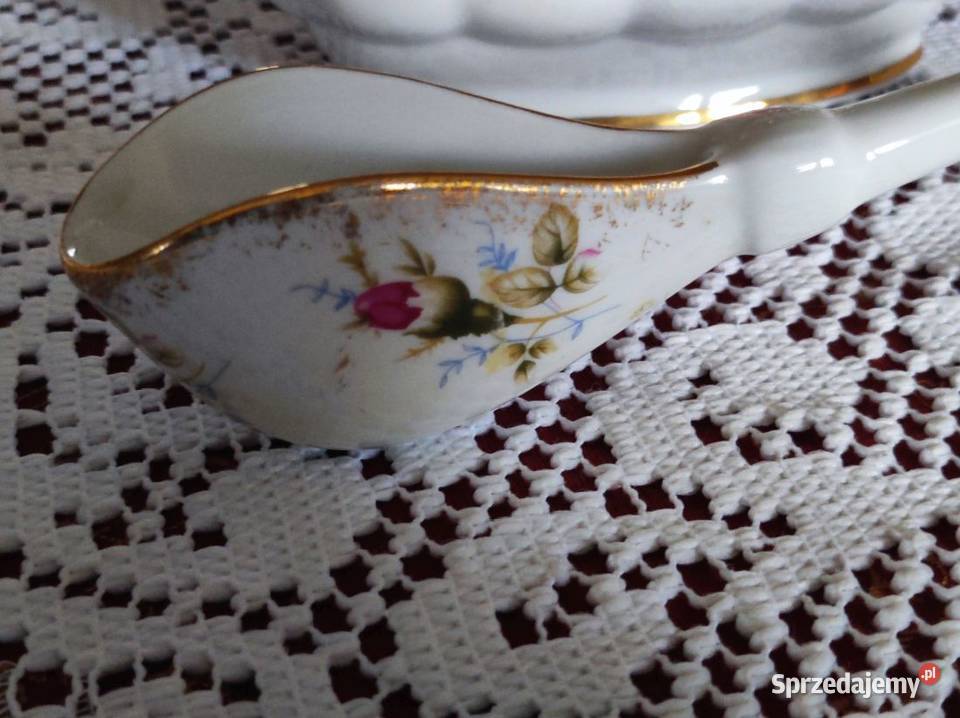 porcelanowa Sosjerka z łyżką Iwona Złota Róża Kielce