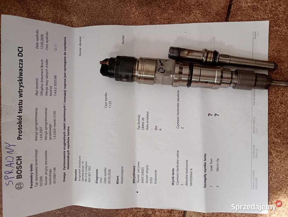 Wtryskiwacze katalogowy 837074860 Valtra Massey Turkowice