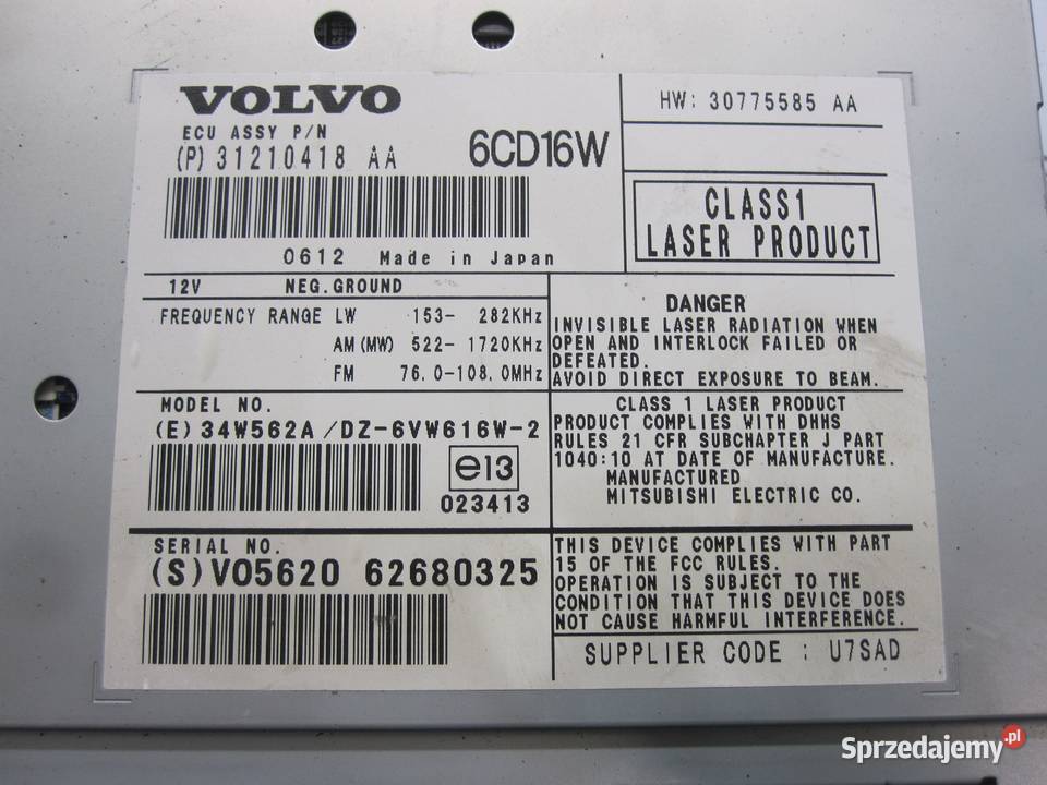 VOLVO C30 RDESIGN 07r radio CD 30775585AA świętokrzyskie Kielce