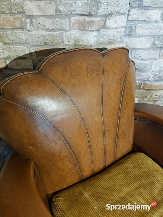Dwa potężne fotele z prawdziwej skóry i drewna świętokrzyskie Sandomierz sprzedam