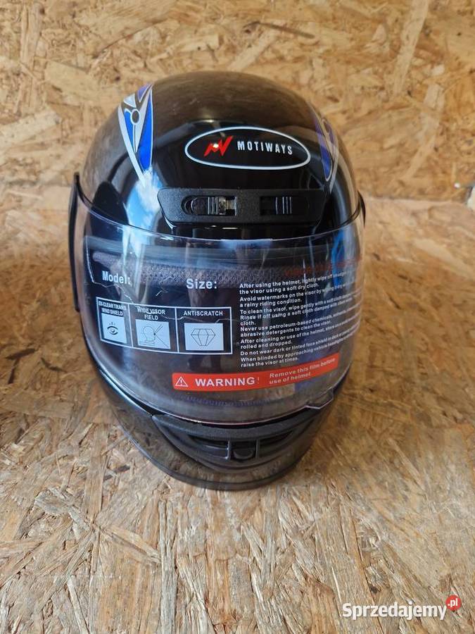 Kask Motocyklowy Motiways Czarny Połysk Uniseks Głogowa